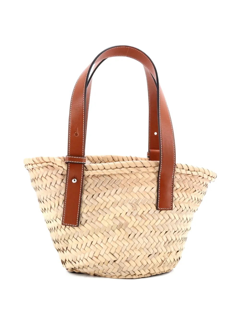 Pre-owned Loewe Basket Raffia Small Tote Bag In Brown
