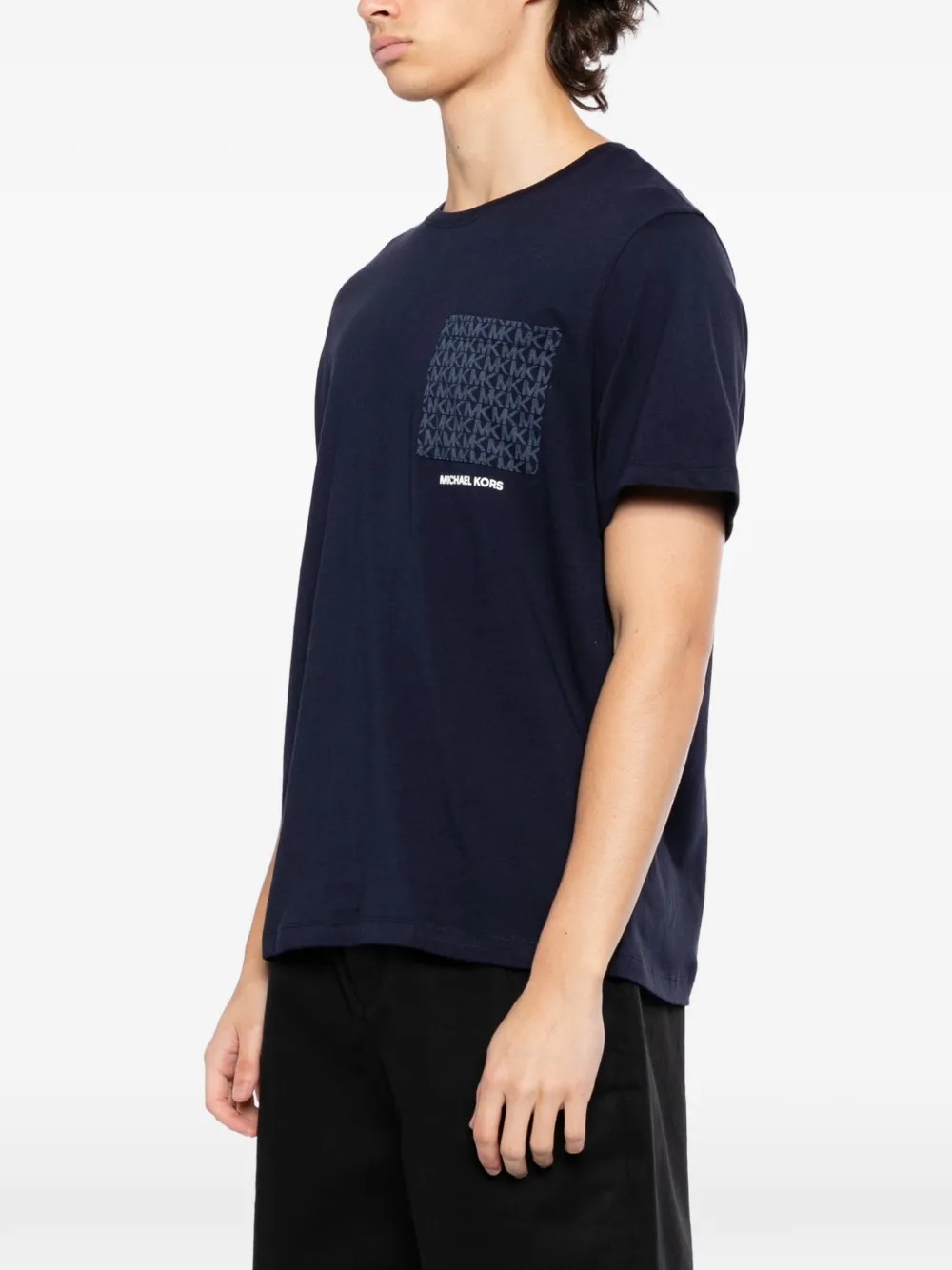 Michael Kors T-shirt met monogram logo en zak Blauw