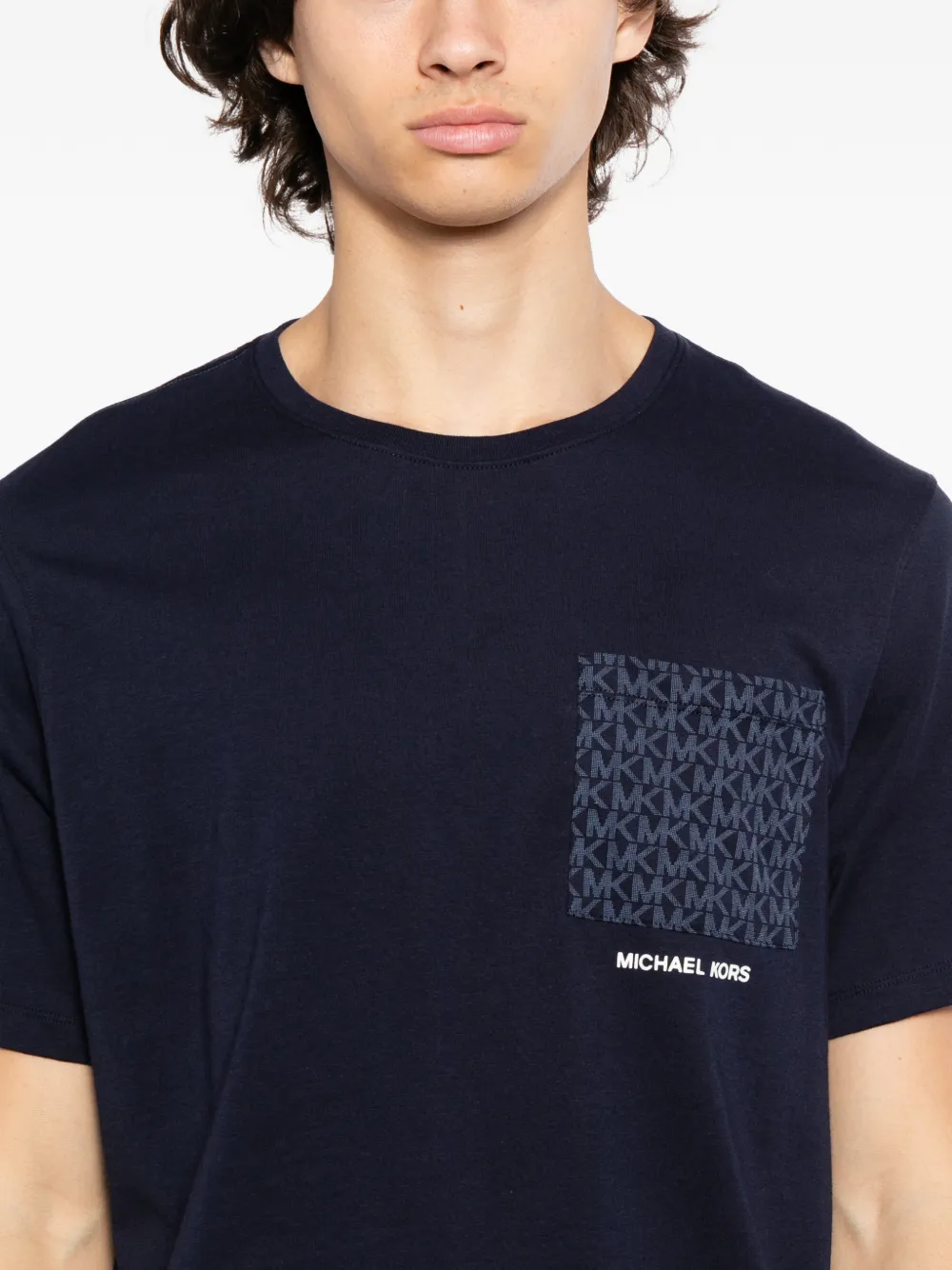 Michael Kors T-shirt met monogram logo en zak Blauw