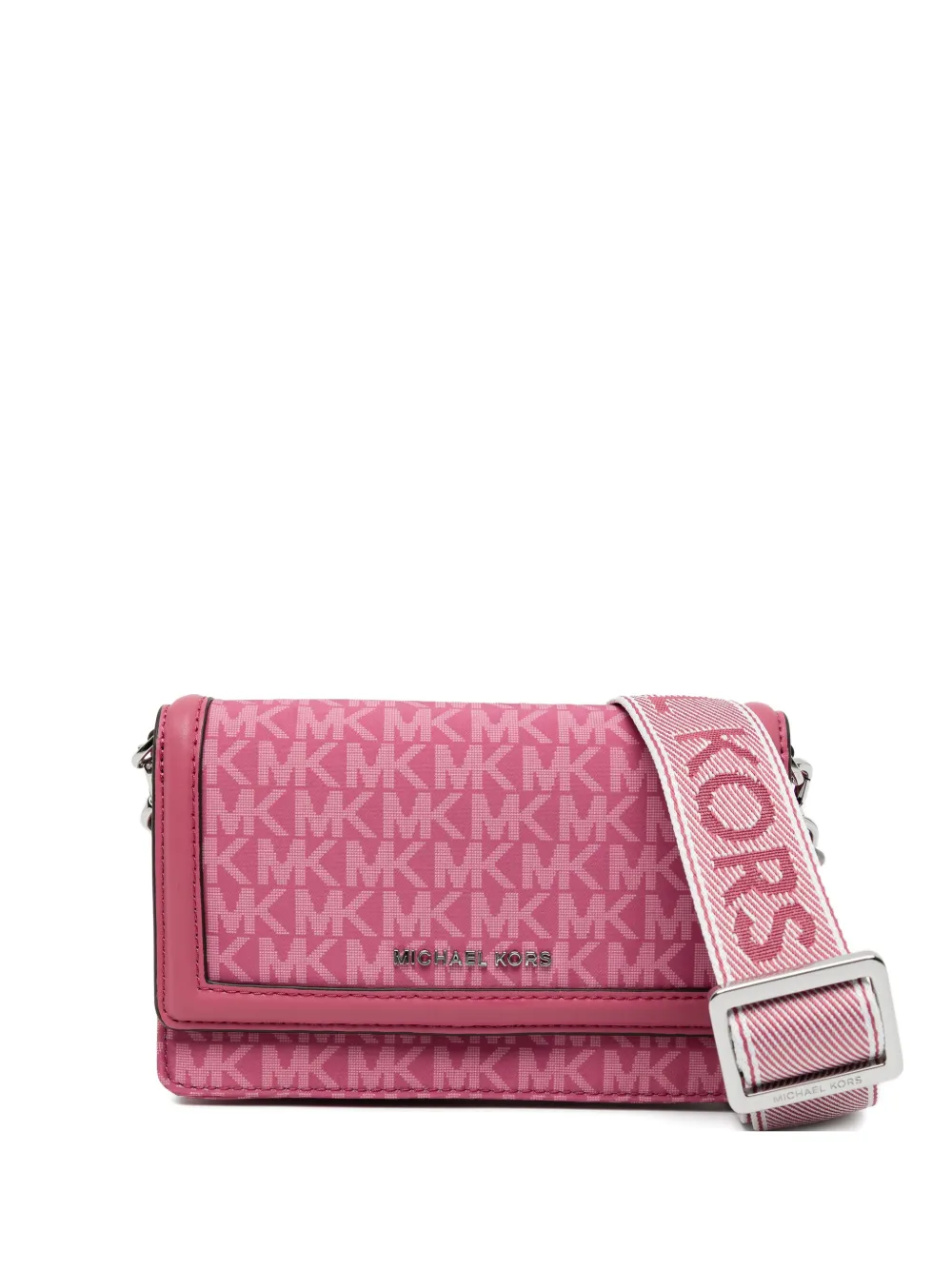 Michael Kors Jet Set Small Signature Logo Print Woven Crossbody Bag - Rosa