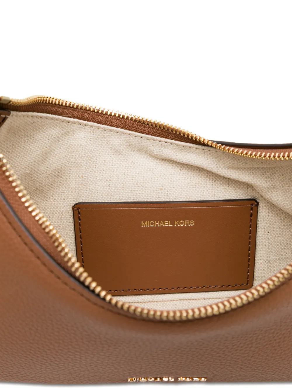Michael Kors Medium Nolita pochette van bewerkt leer met ketting Bruin