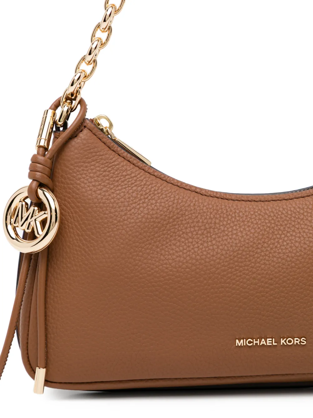 Michael Kors Medium Nolita pochette van bewerkt leer met ketting Bruin