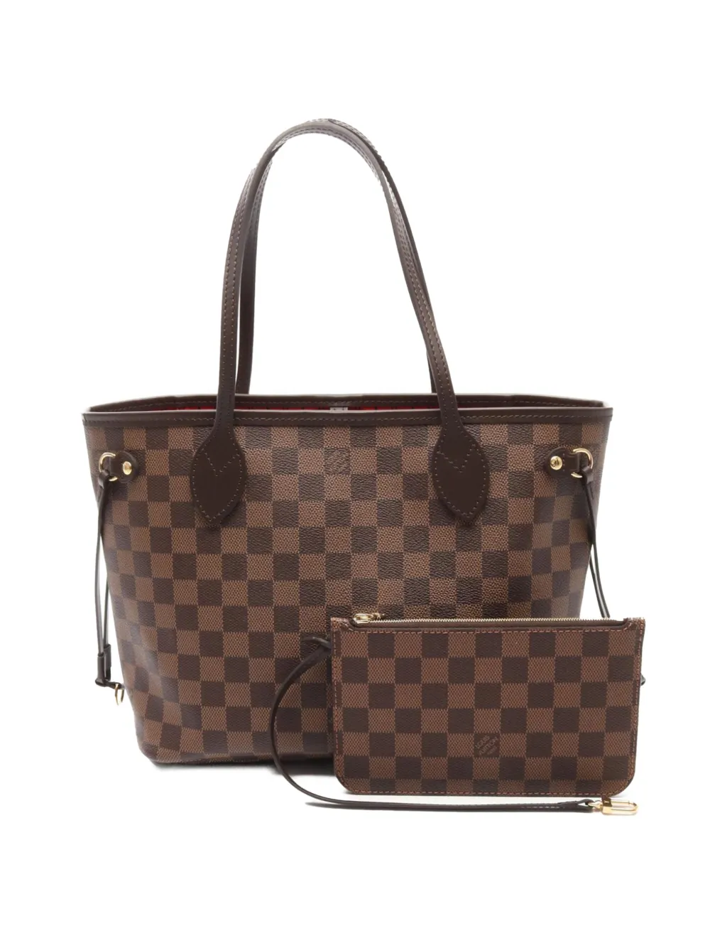 Pre-owned Louis Vuitton 2021-2025 Damier Ebene Neverfull Pm Tote Bag In Brown