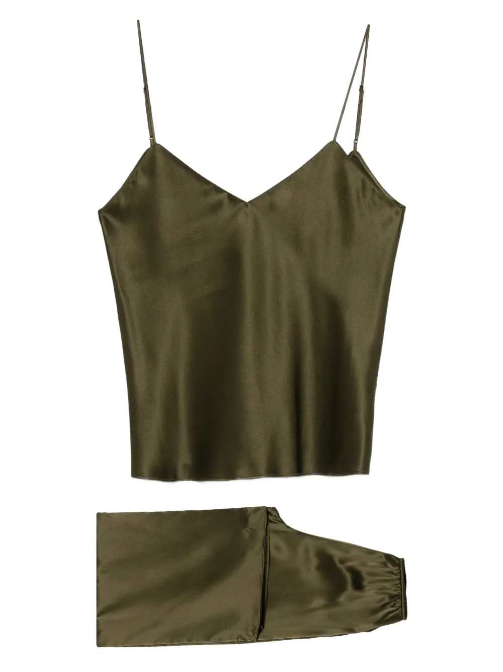 Olivia Von Halle Bliss Spaghetti-strap 'pyjama (set Of Two) In Green