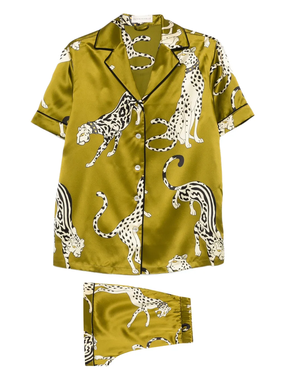 Olivia Von Halle Ingo Chanson Printed Pyjama (set Of Two) In Green