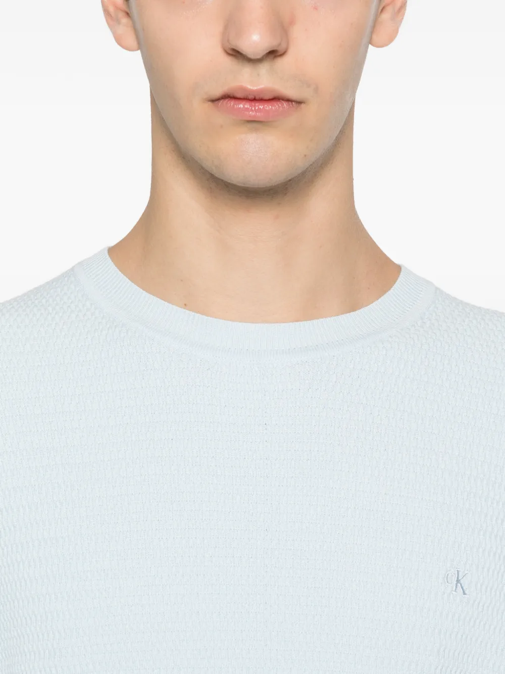 Calvin Klein Trui met ronde hals en textuur Blauw