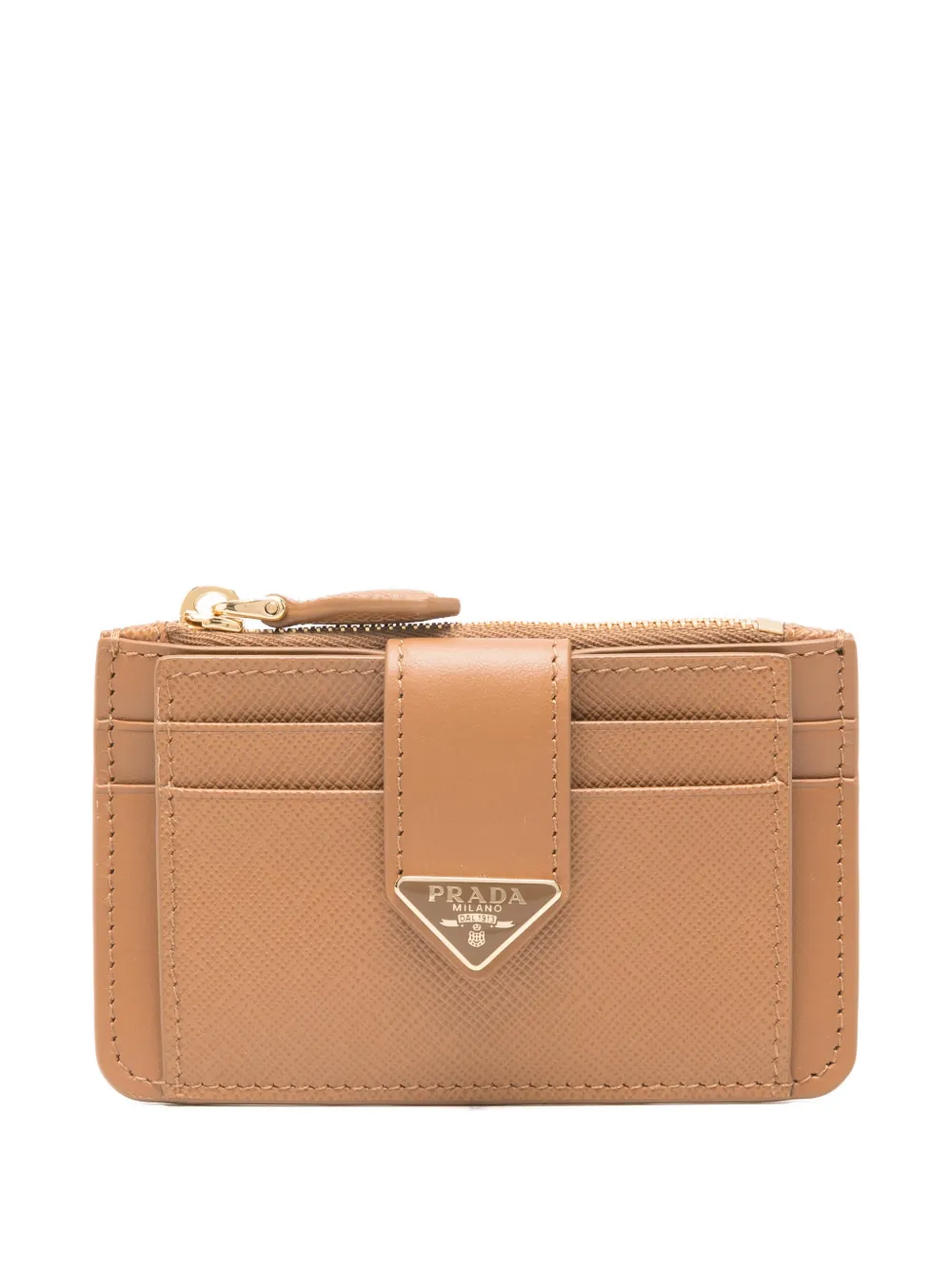 Prada logo zip wallet - Marrone