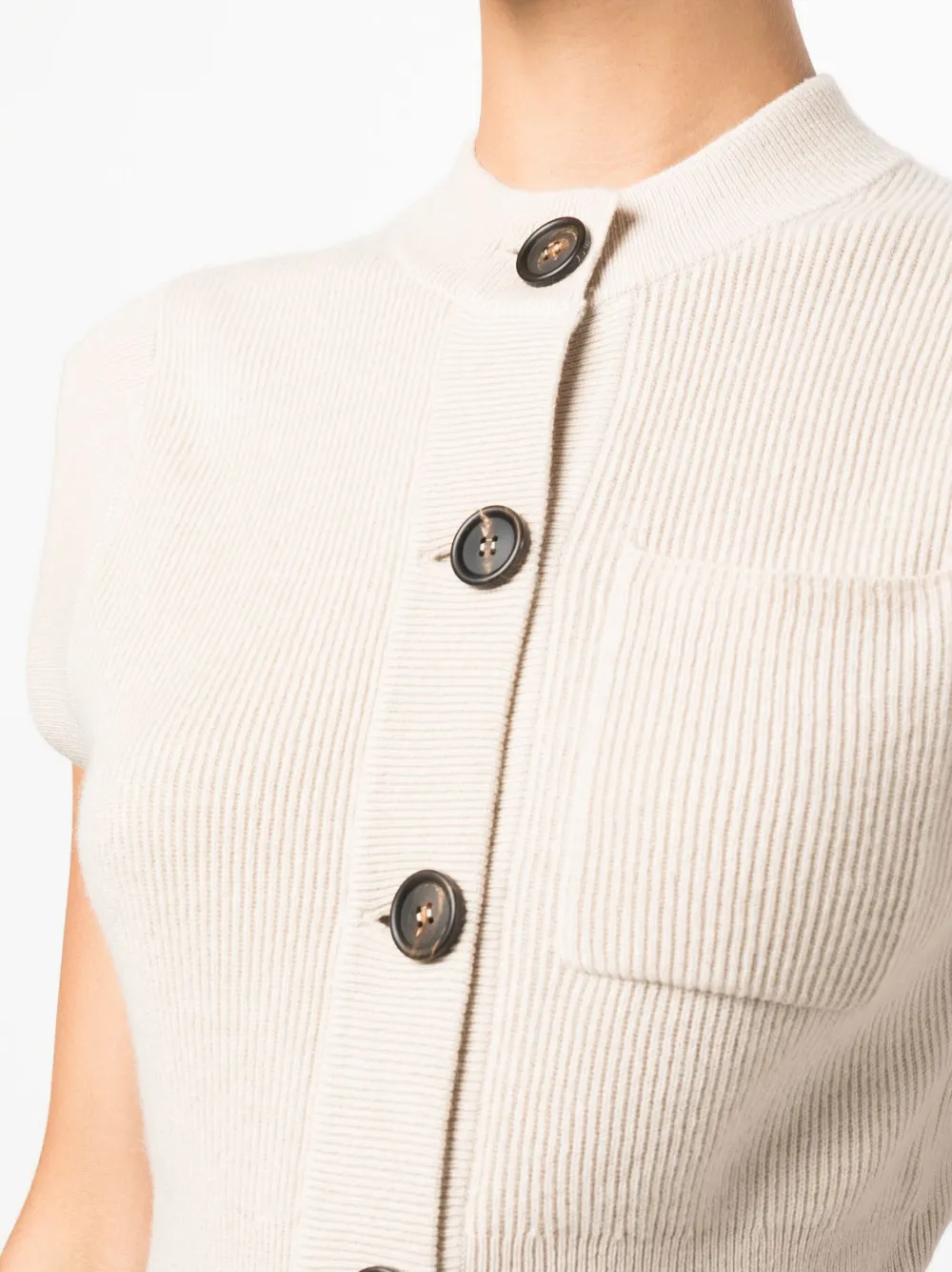 Brunello Cucinelli Ribgebreid gilet met knopen Beige
