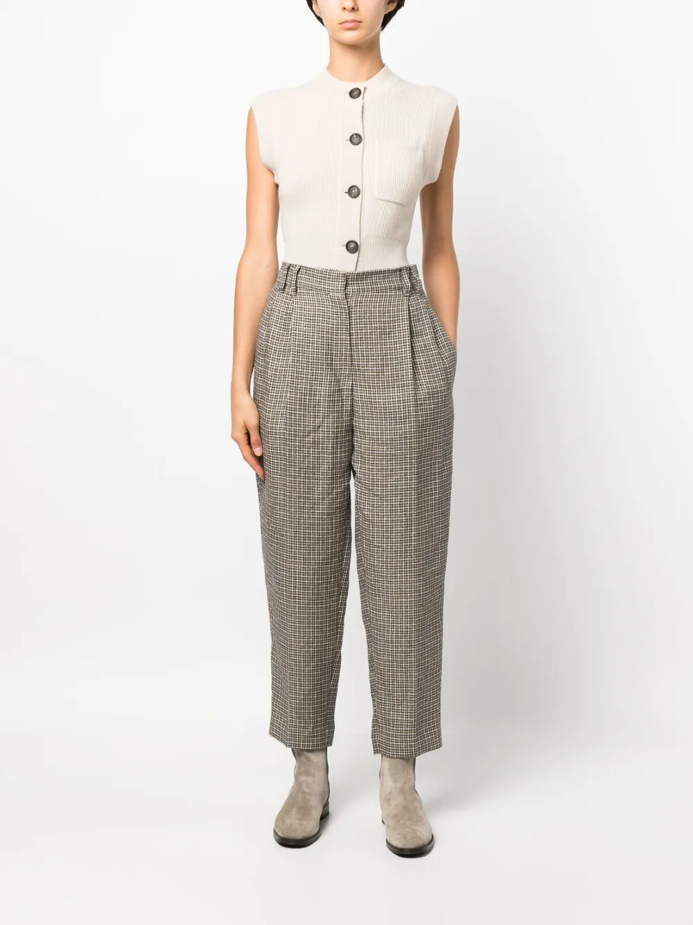 Brunello Cucinelli Ribgebreid gilet met knopen Beige