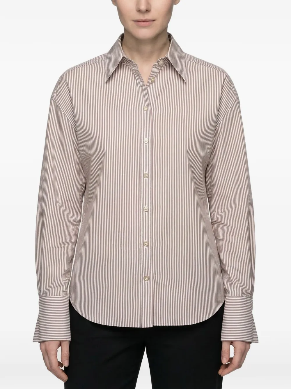 Brunello Cucinelli striped long-sleeve shirt Beige