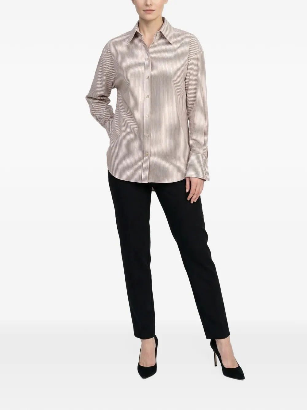 Brunello Cucinelli striped long-sleeve shirt Beige