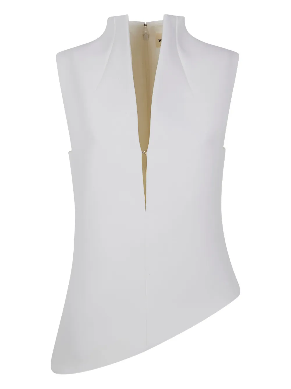 KHAITE asymmetric funnel-neck top - Bianco