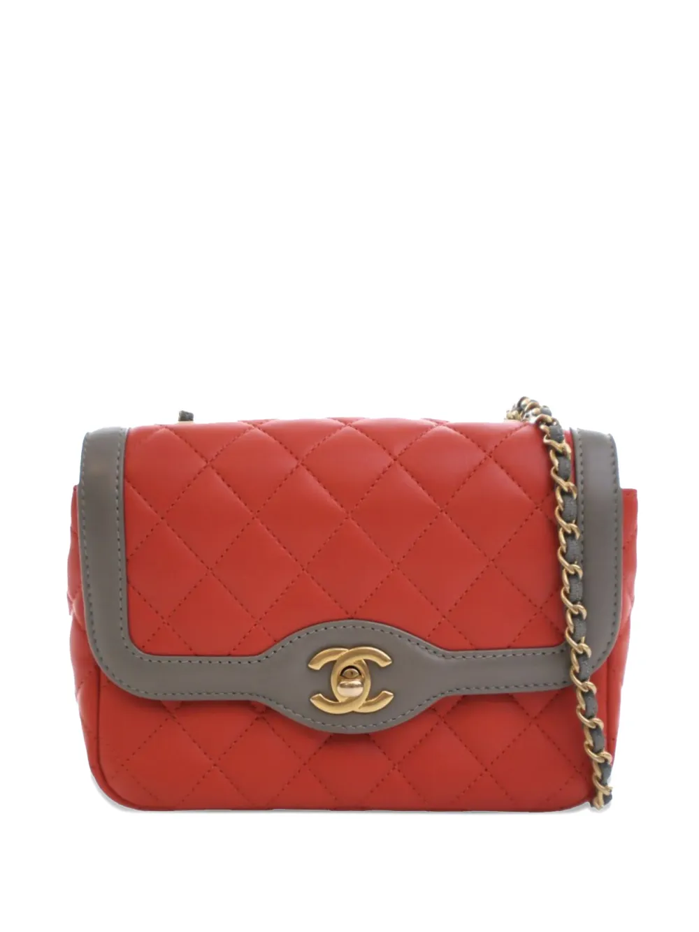 CHANEL Pre-Owned 2016-2017 Mini Quilted Lambskin Two Tone Day Flap crossbody bag - Grigio