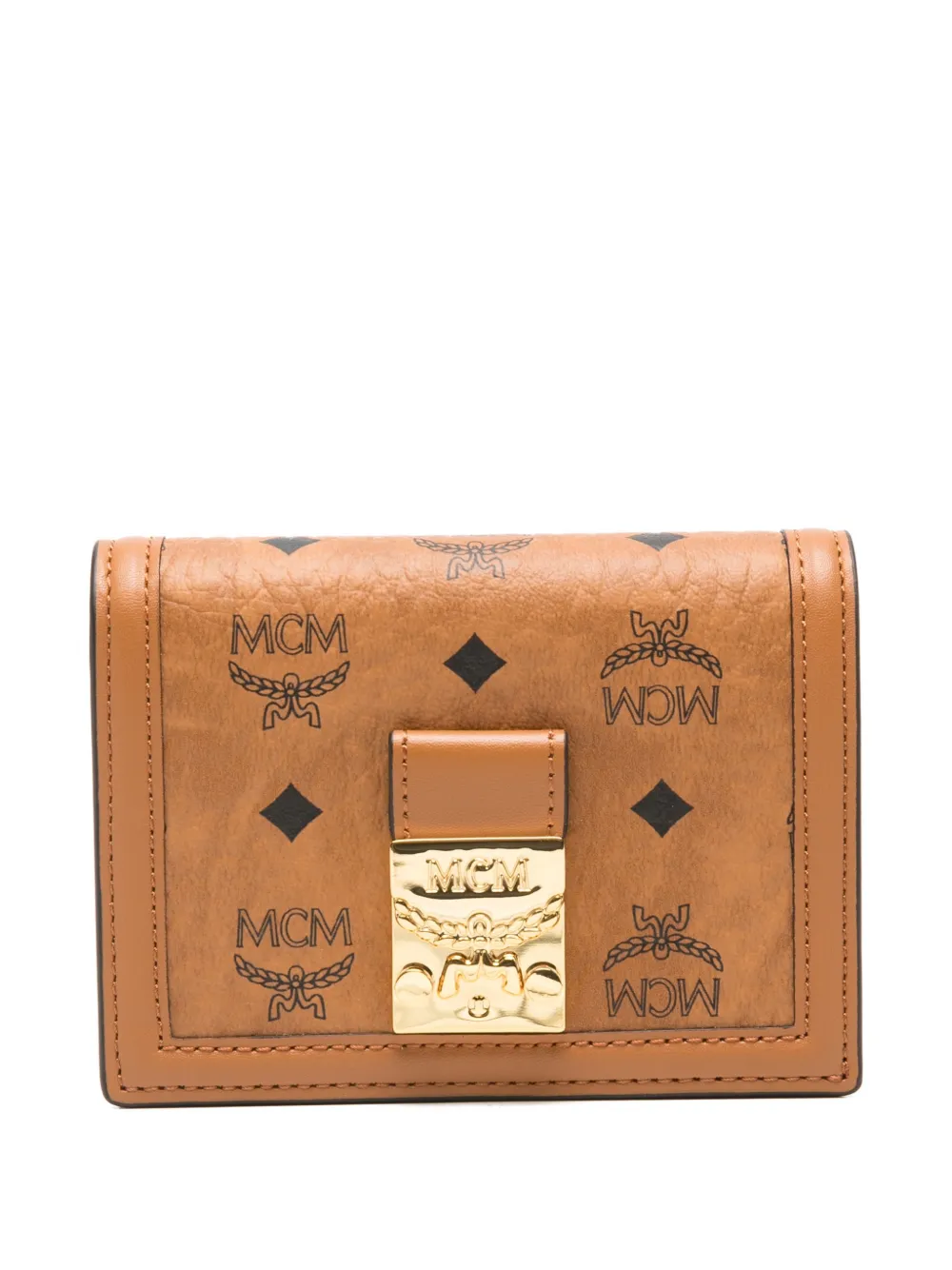 Mcm Tracy Logo Buckle Wallet In Brown