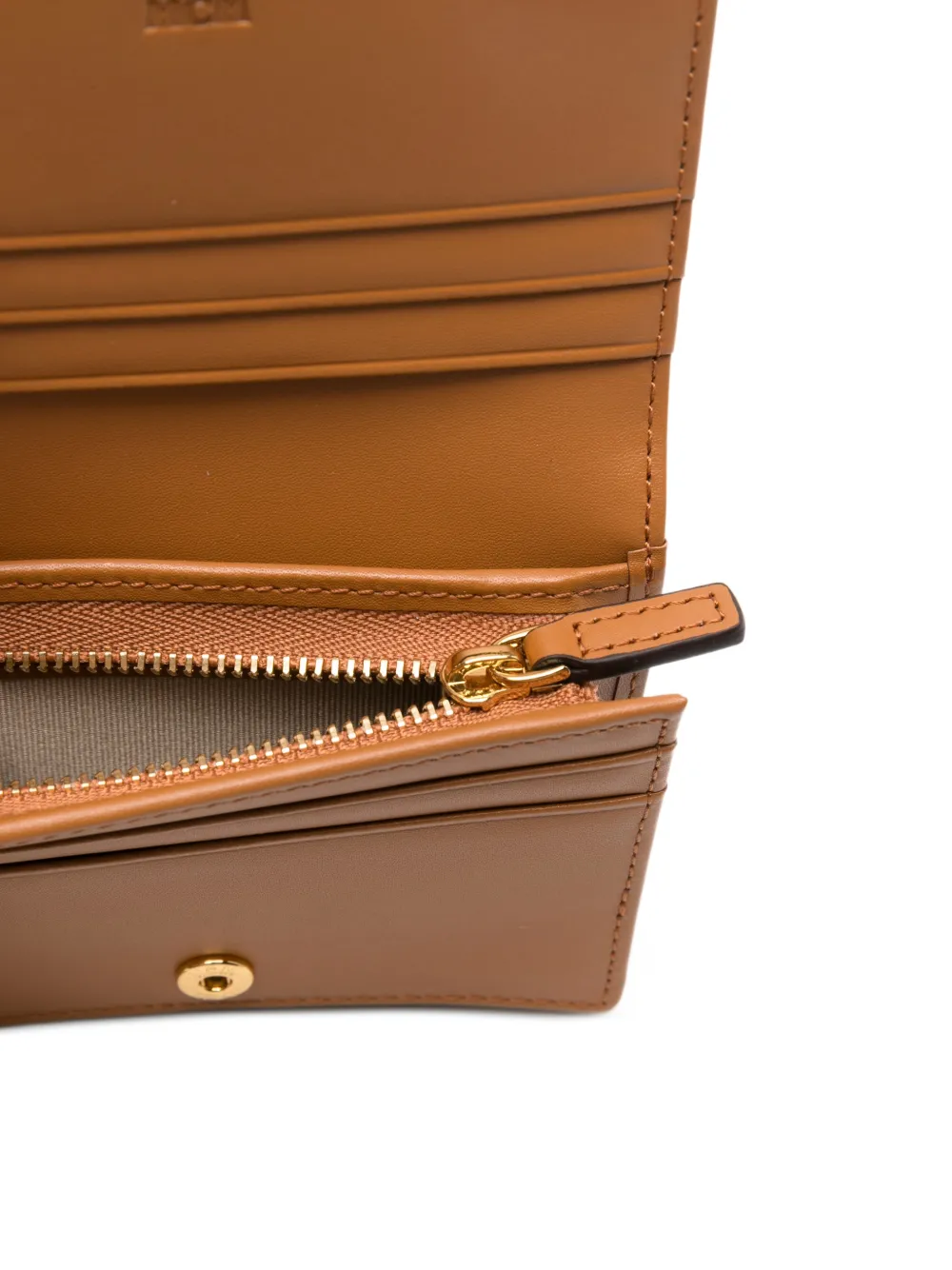 Mcm Tracy Logo Buckle Wallet In Brown