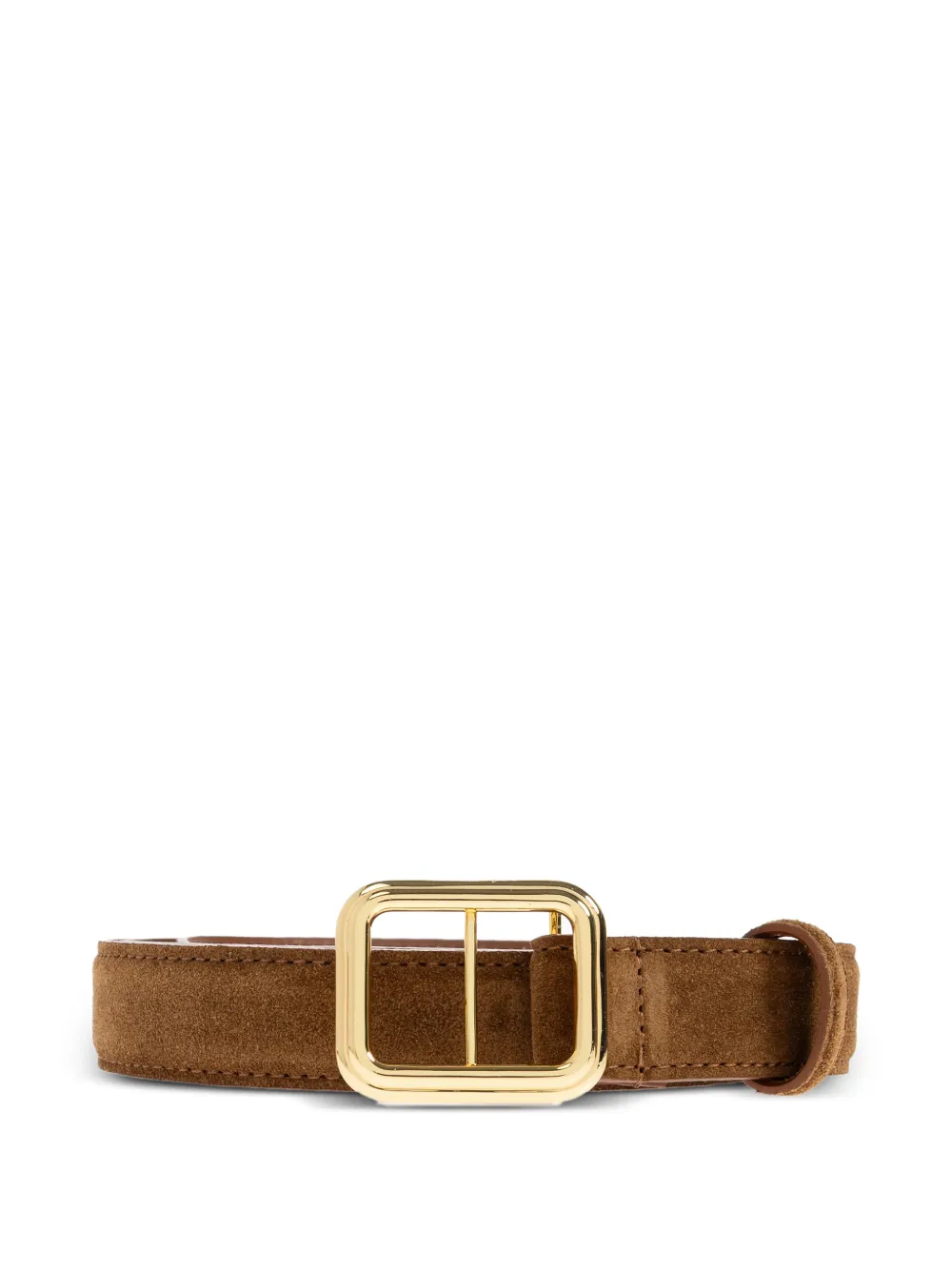 LIE STUDIO Georgia calf suede square buckle belt - Marrone
