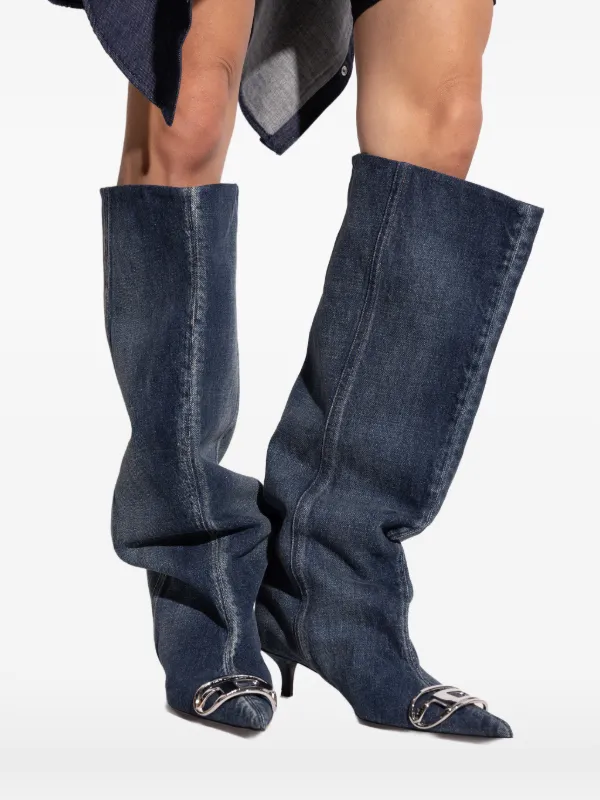 Diesel D-Venus-slouchy knee-high Boots In Denim | Blue | FARFETCH