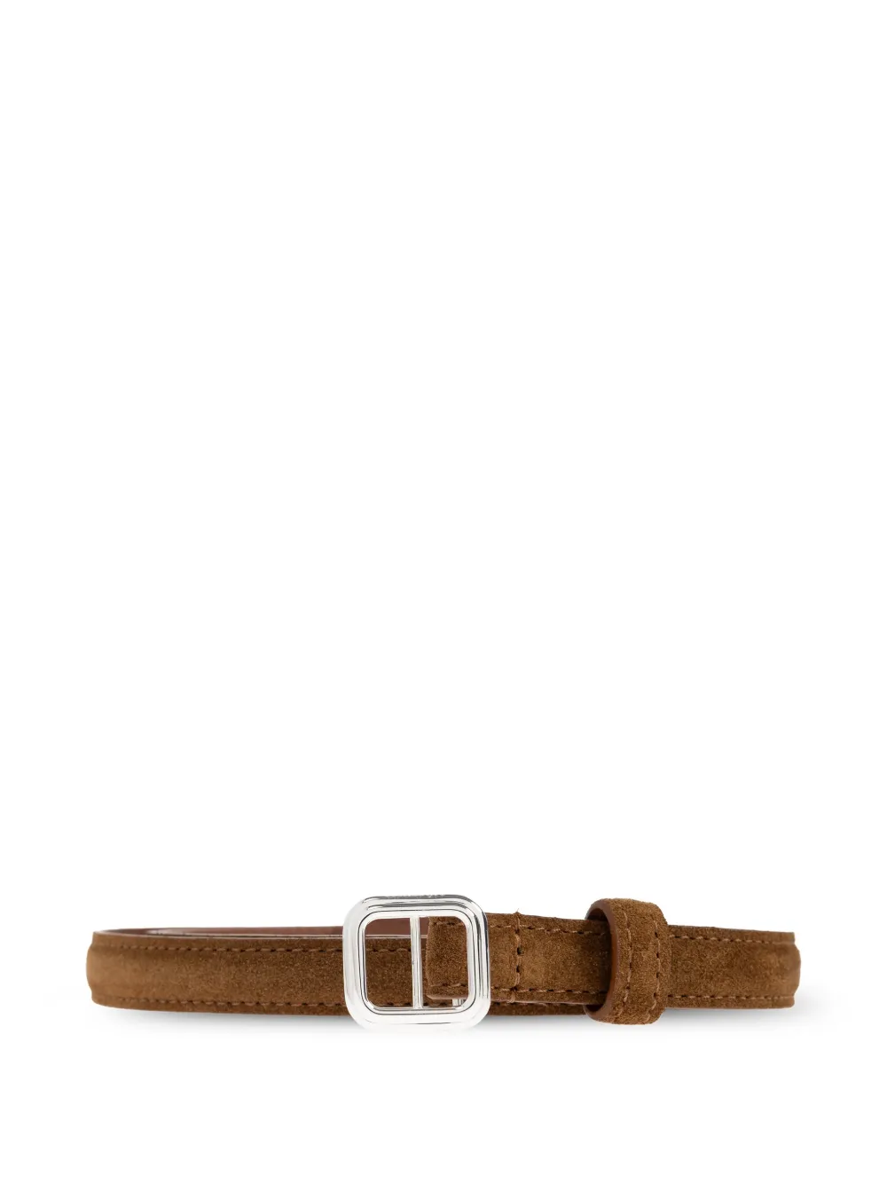 LIE STUDIO Georgia square buckle slim belt - Marrone