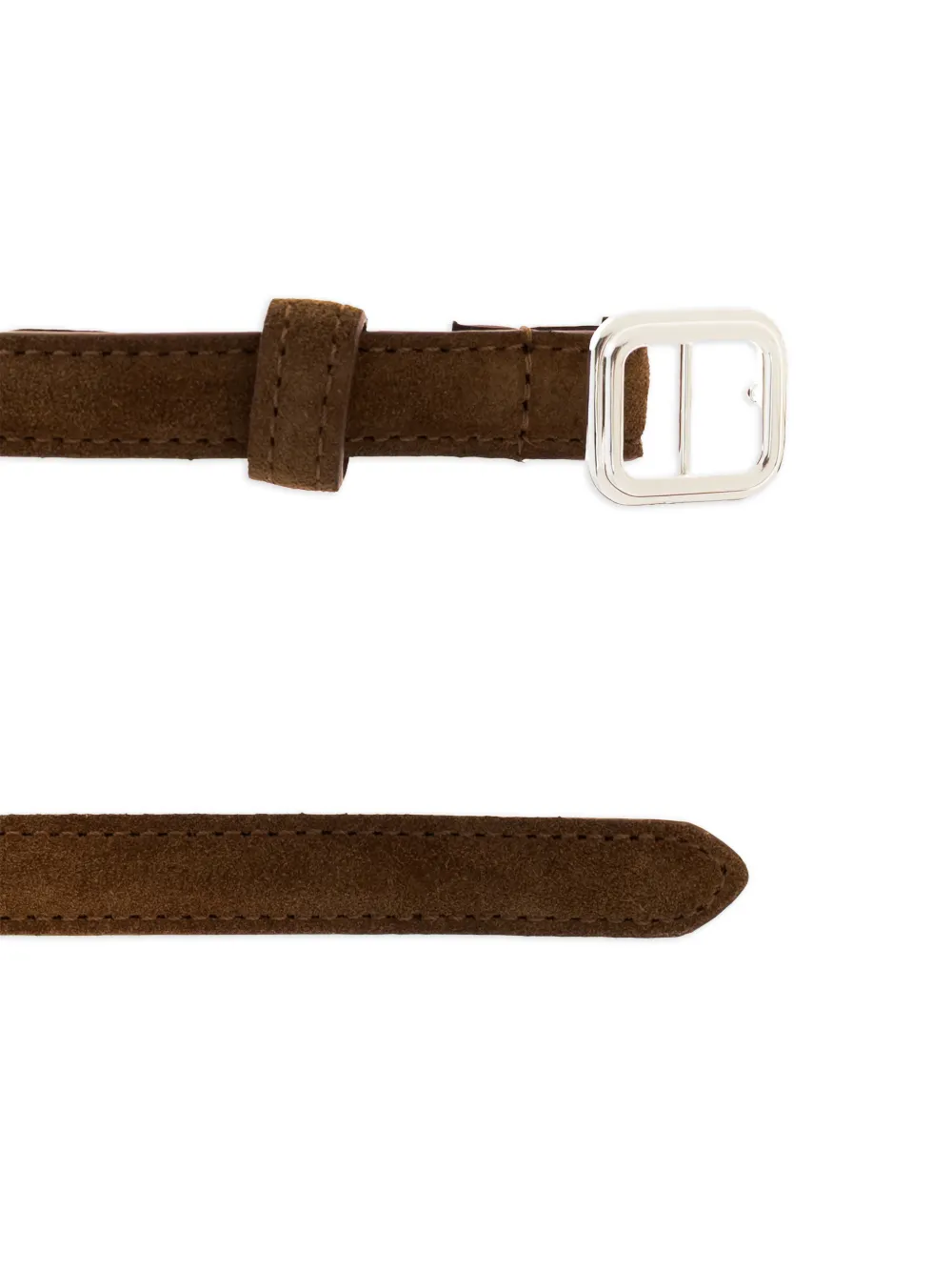  Lie Studio Georgia Square Buckle Slim Belt - Brown 