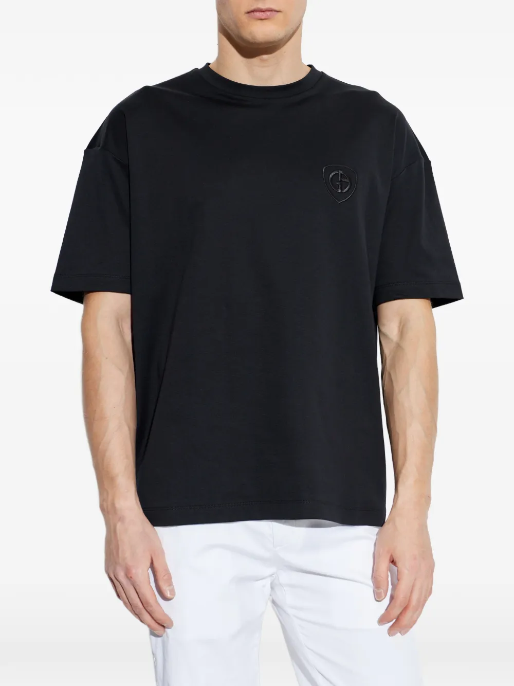 Giorgio Armani T-shirt met logoplakkaat Zwart