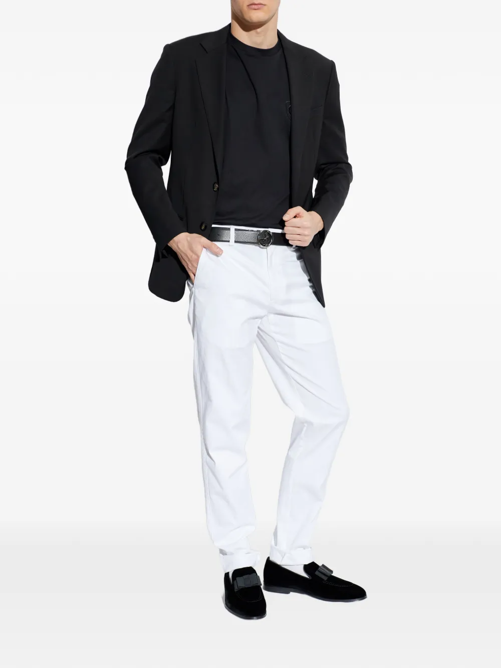 Giorgio Armani logo plaque T-shirt - Zwart