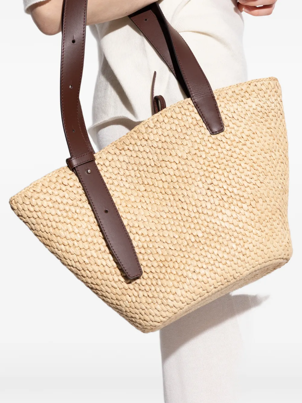 LIE STUDIO small Bianca raffia tote bag - Beige