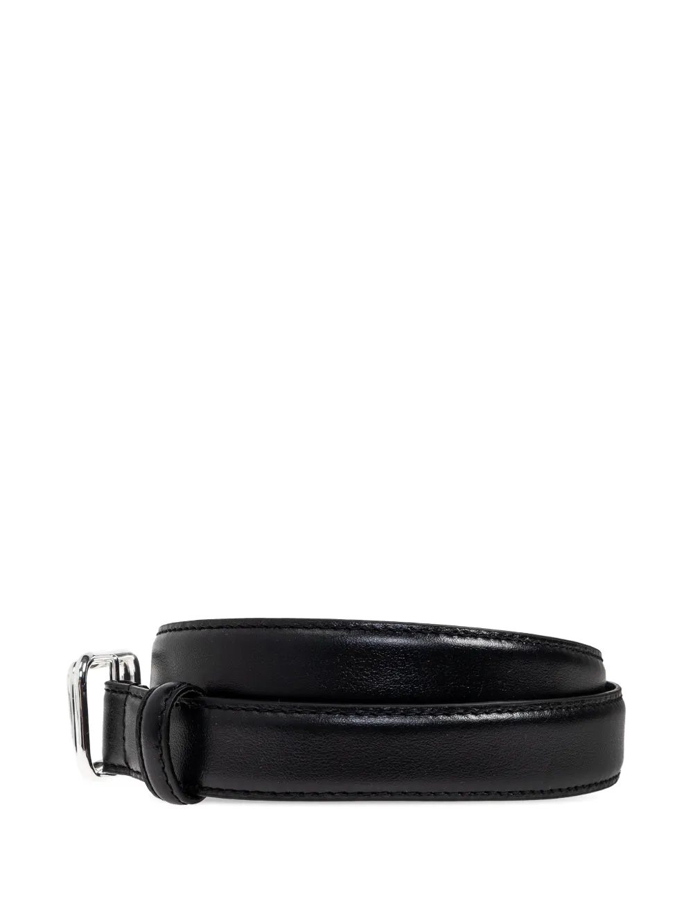 LIE STUDIO Georgia Slim silver buckle calf leather belt - Zwart