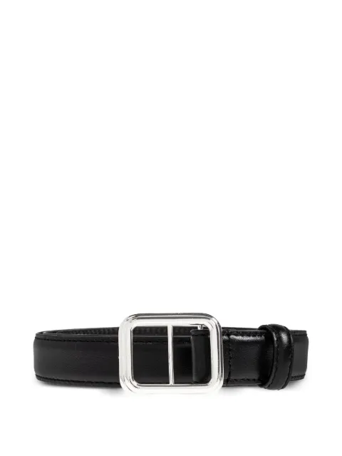 LIE STUDIO Georgia Slim silver buckle calf leather belt