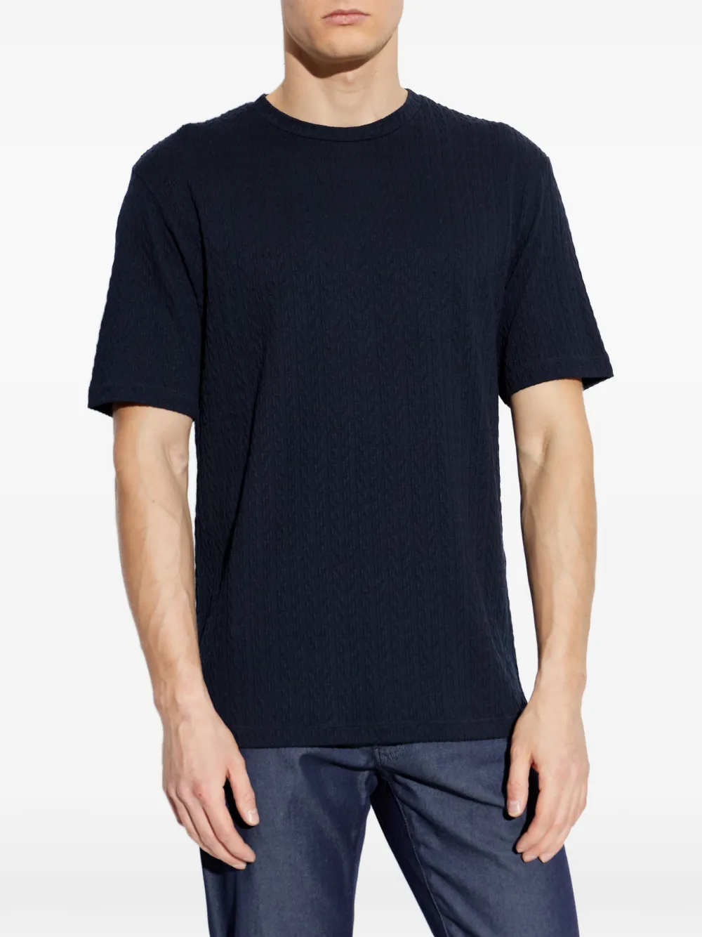 Giorgio Armani Getextureerd T-shirt Blauw