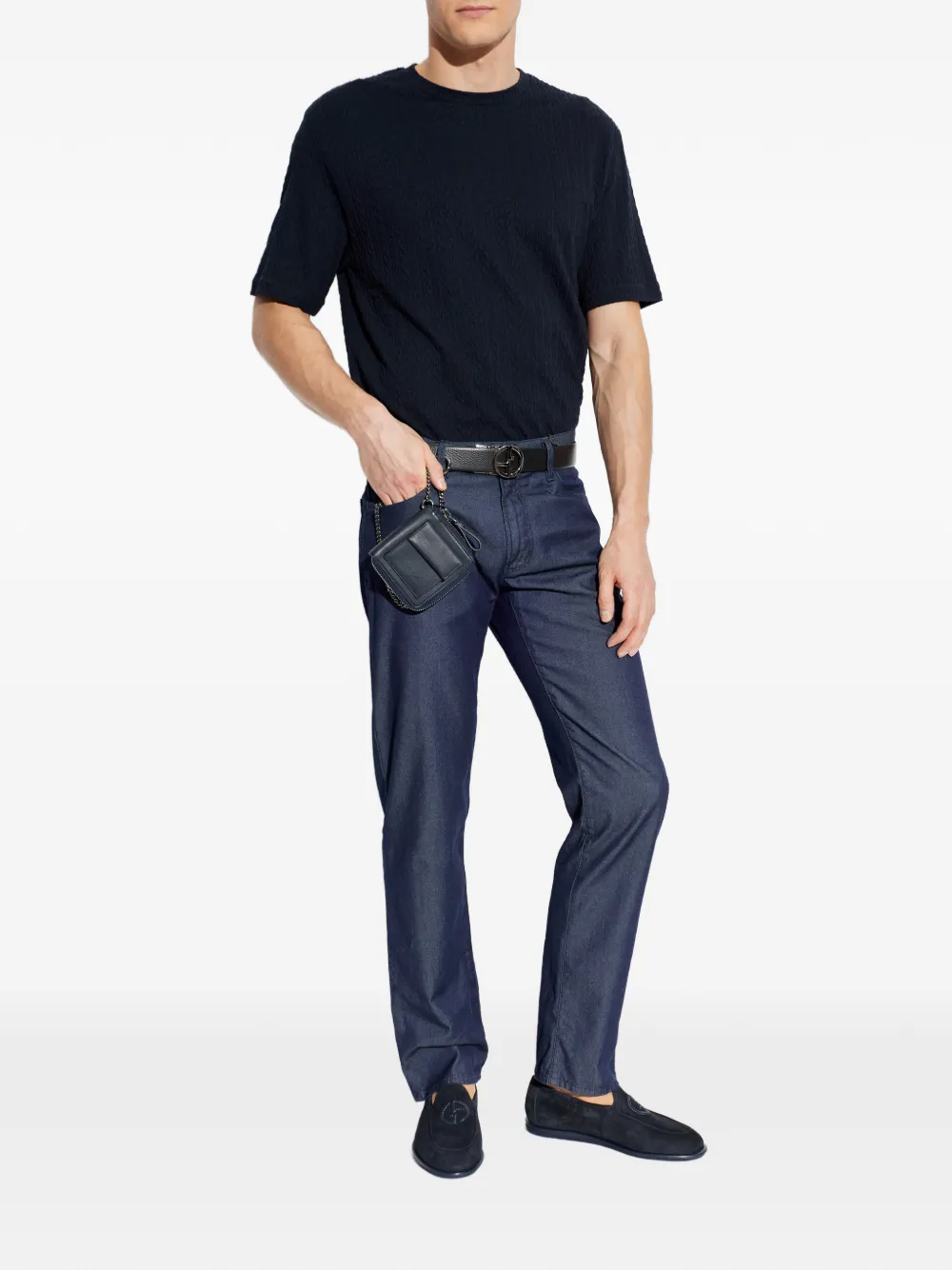 Giorgio Armani textured T-shirt - Blauw