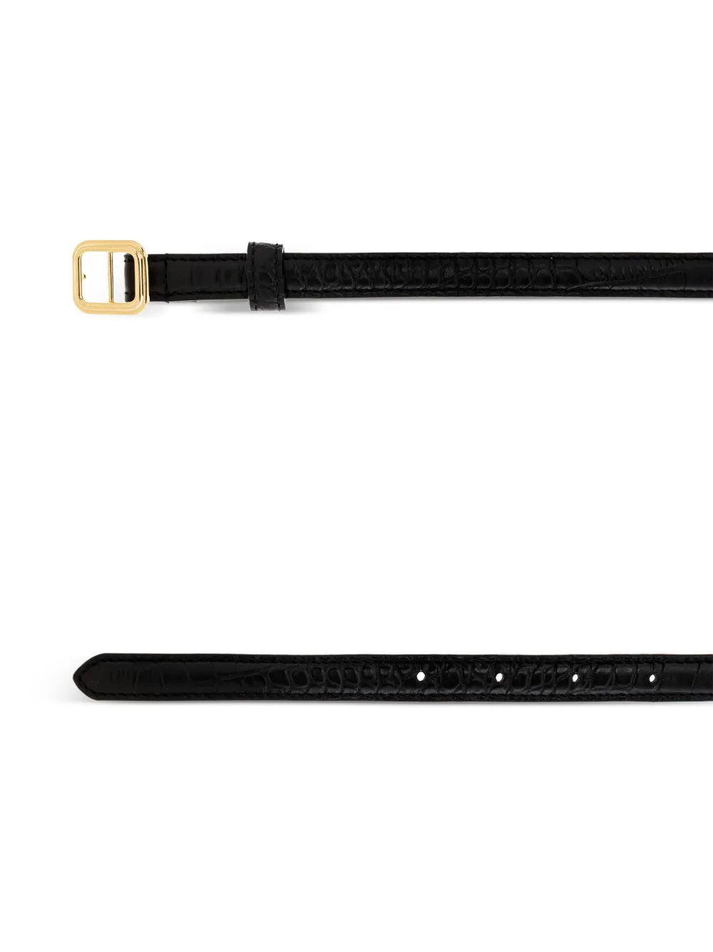  Lie Studio Georgia Slim Croc Belt - Black 