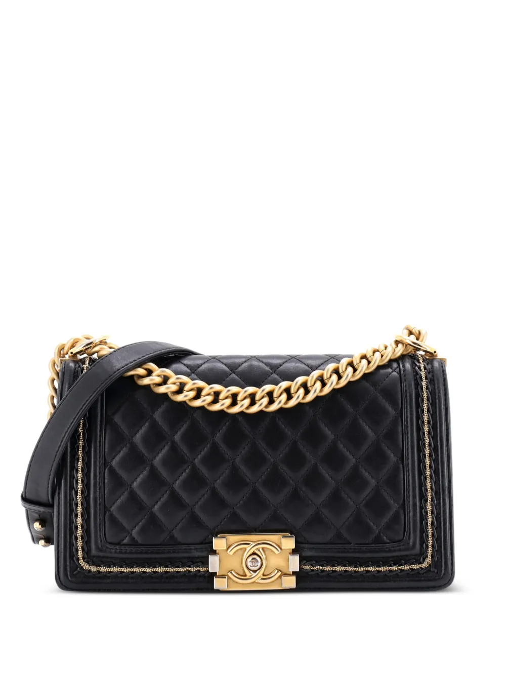 CHANEL Pre-Owned Boy Flap Bag Quilted Lambskin with Chain Detail Old Medium shoulder bag - Nero