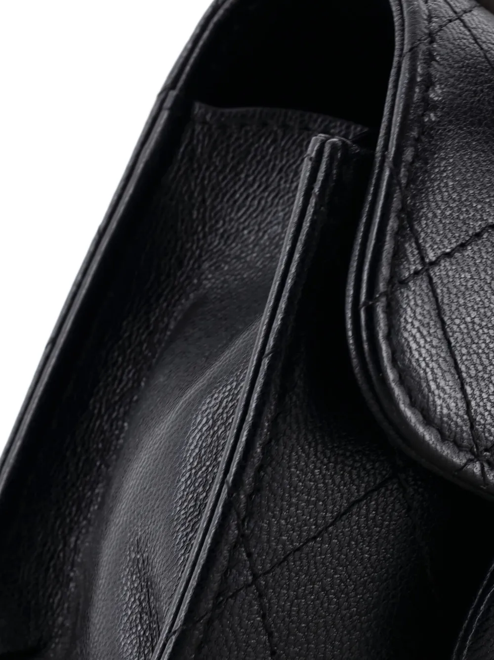 Pre-owned Chanel Chic Pearls Flap Clutch With Chain Quilted Goatskin Mini Crossbody Bag In Black