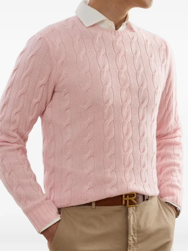 Ralph Lauren Purple Label cable-knit crew-neck Sweater | Pink