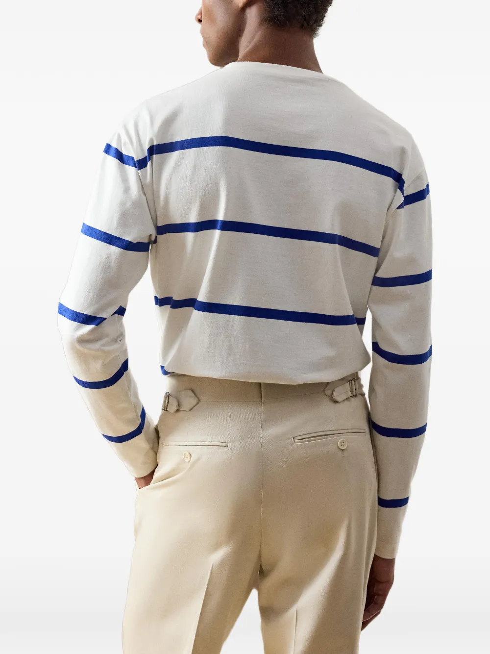 Ralph Lauren Purple Label Gestreept T-shirt met lange mouwen Wit