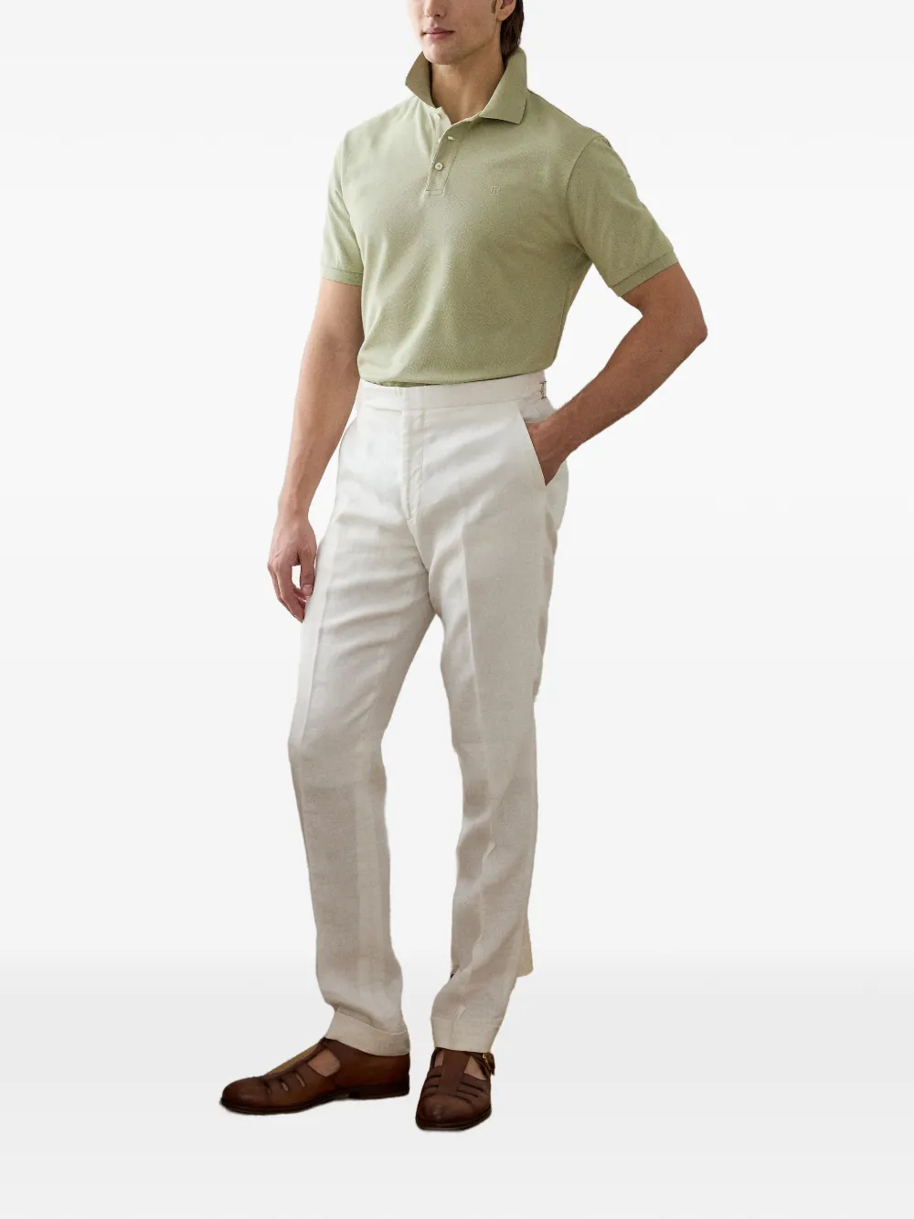 Ralph Lauren Purple Label Katoenen poloshirt met geborduurd logo Groen