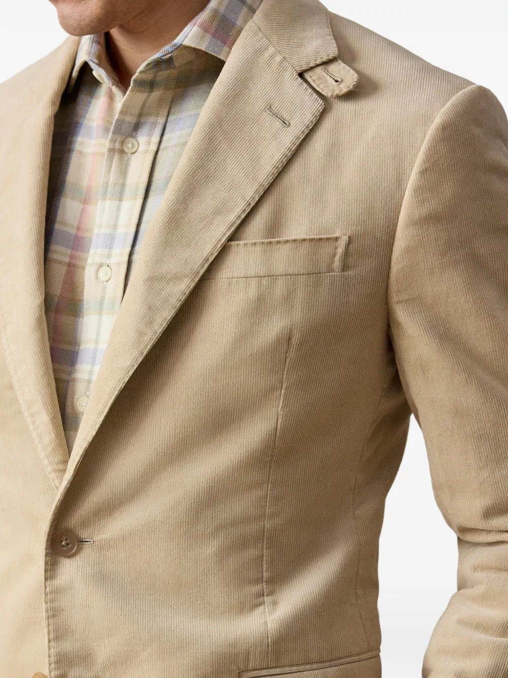 Ralph Lauren Purple Label Kent ribfluwelen blazer met twee knopen Beige