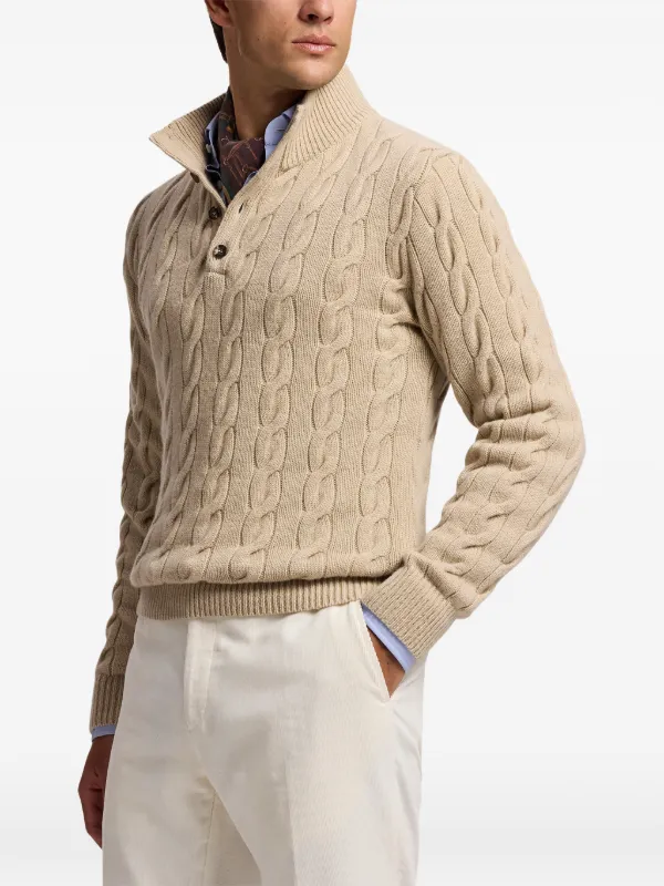 Ralph Lauren Purple Label cable-knit Polo Shirt | Neutrals | FARFETCH