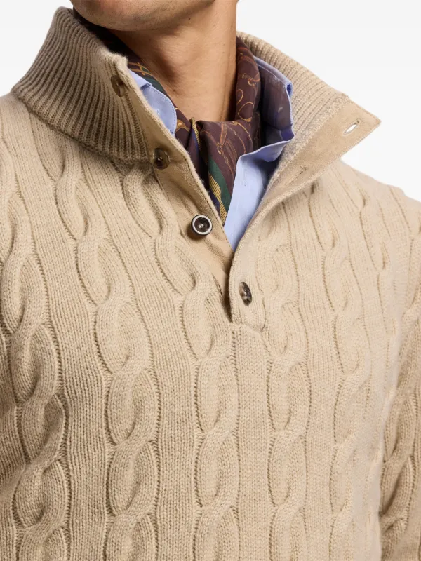 Ralph Lauren Purple Label cable-knit Polo Shirt | Neutrals | FARFETCH