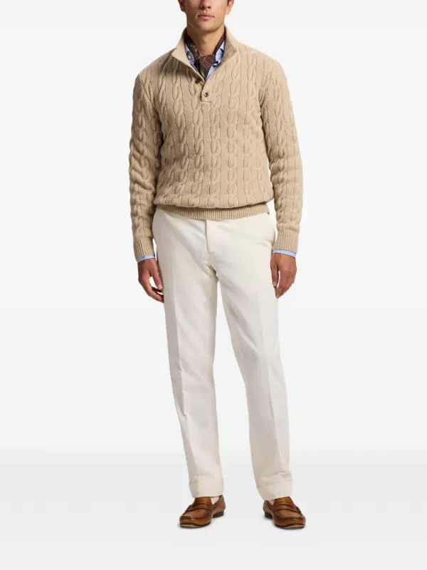Ralph Lauren Purple Label cable-knit Polo Shirt | Neutrals | FARFETCH