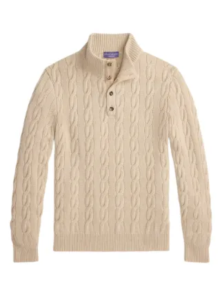 Ralph Lauren Purple Label ケーブルニット ポロシャツ | ニュートラル