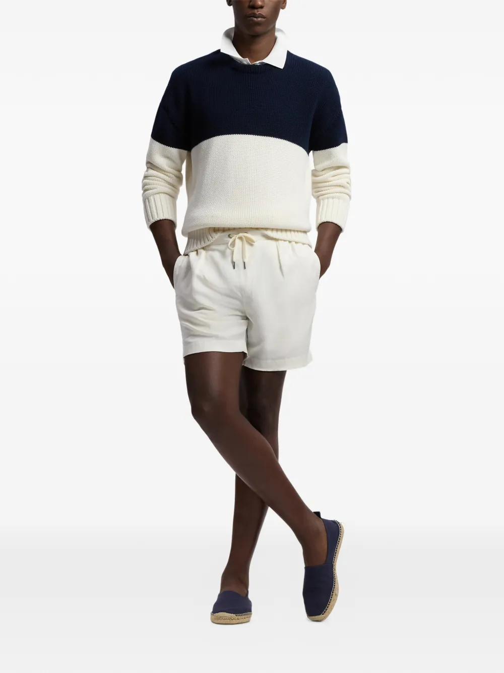 Ralph Lauren Purple Label Trui met colourblocking en ronde hals Wit