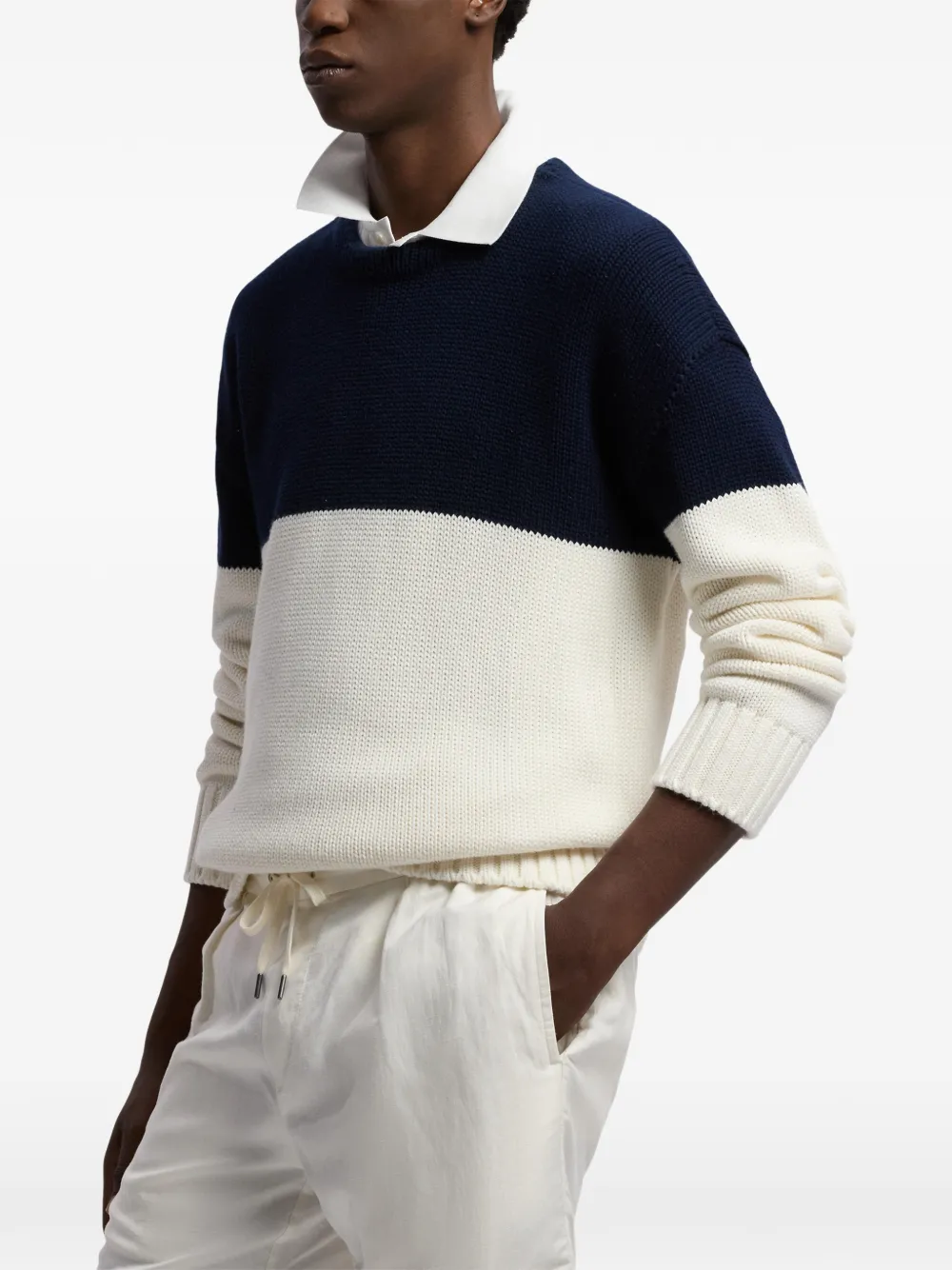 Ralph Lauren Purple Label Trui met colourblocking en ronde hals Wit