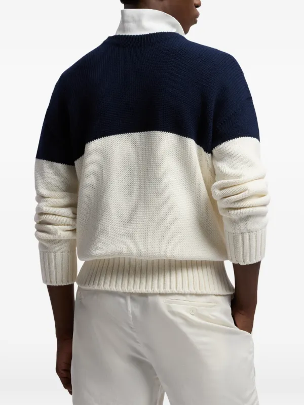 Ralph Lauren Purple Label Colourblock Crew Neck Sweater | White