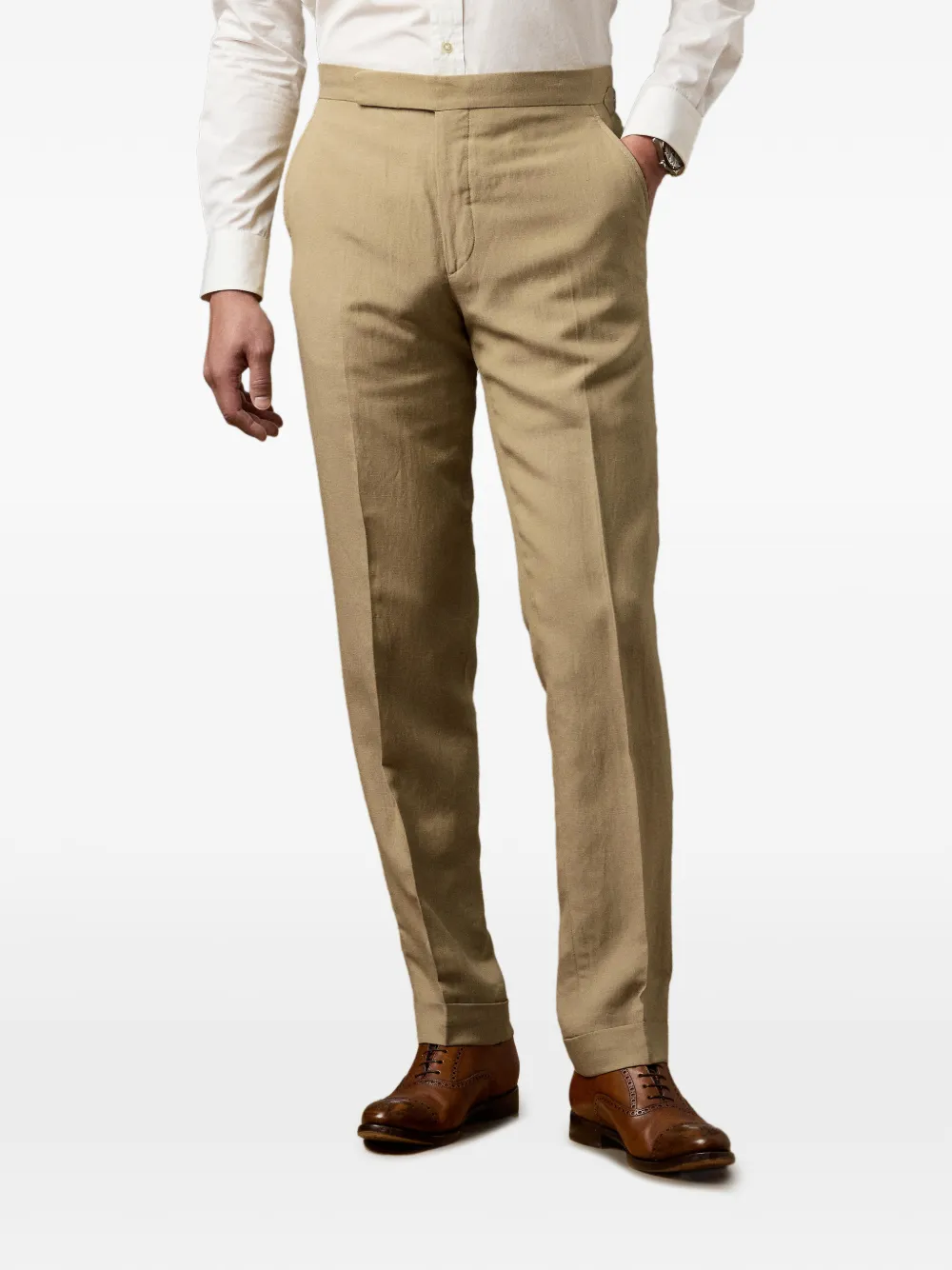 Ralph Lauren Purple Label Gregory broek met verstelbare zijkant Beige
