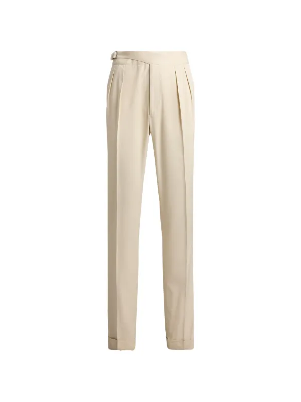 Ralph Lauren Purple Label Byron Buckled Pleated Trousers in Neutrals