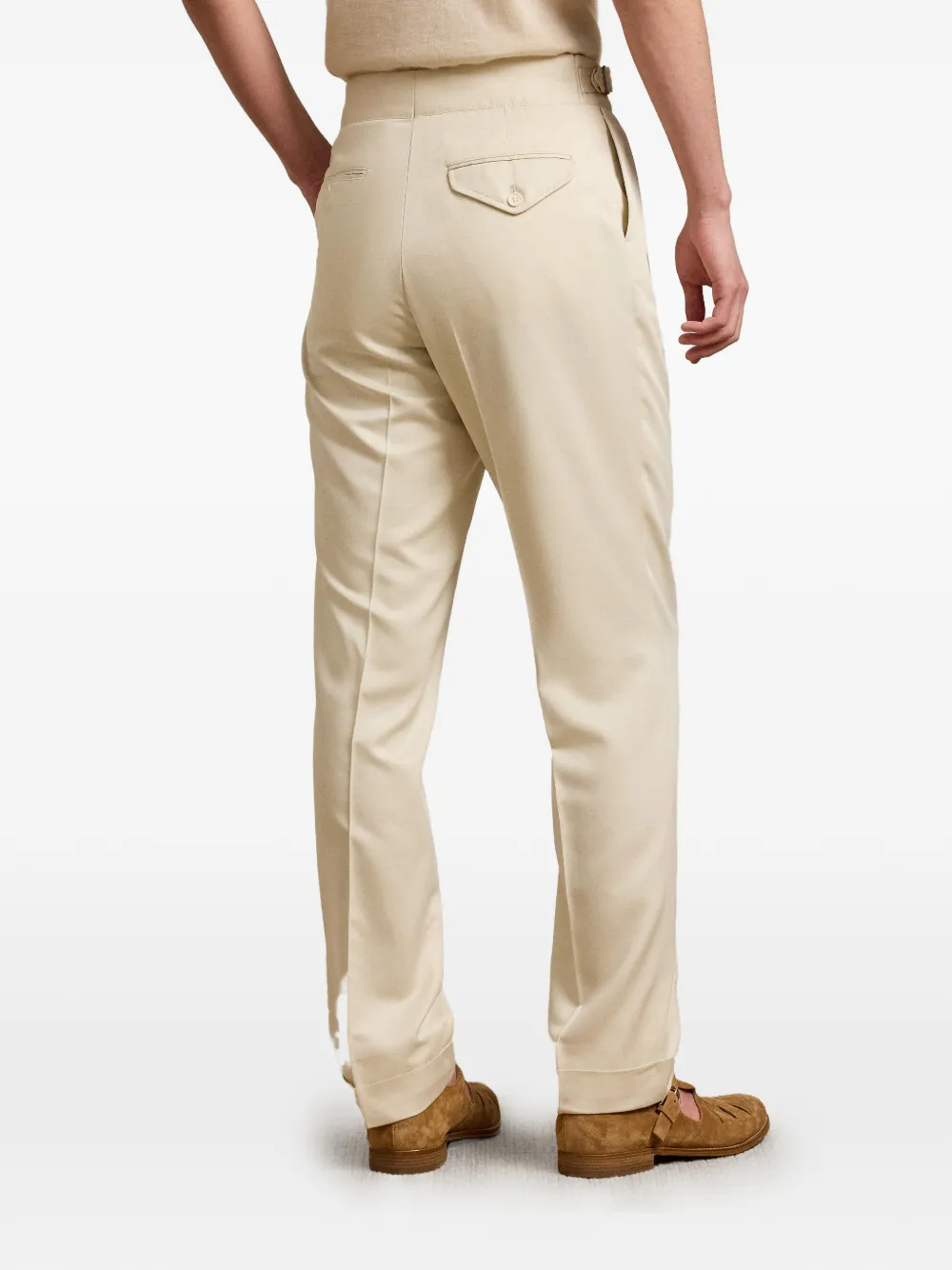 Ralph Lauren Purple Label Byron plooibroek met gesp Beige