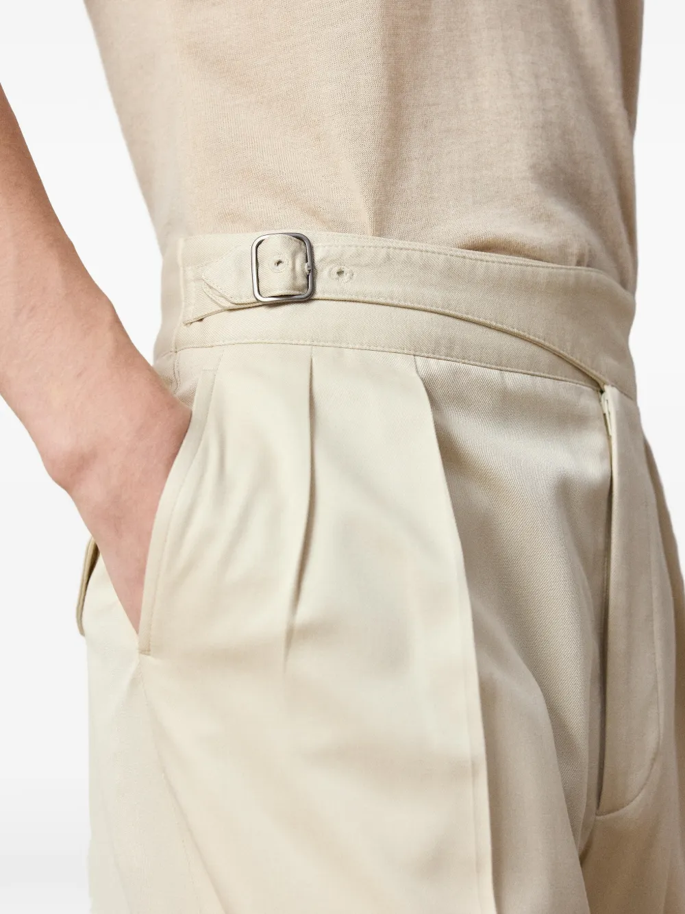 Ralph Lauren Purple Label Byron plooibroek met gesp Beige