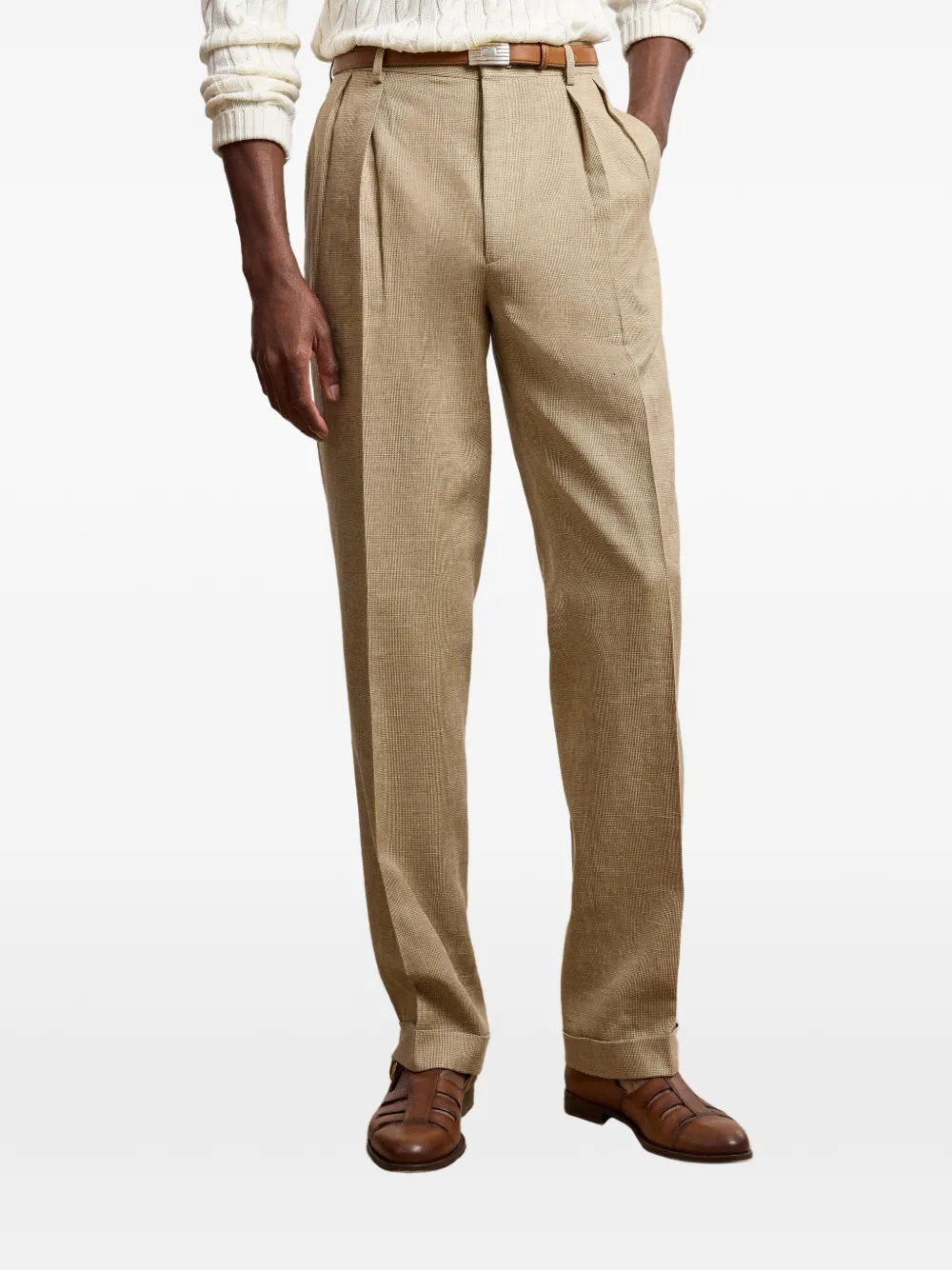 Ralph Lauren Purple Label Geplooide broek Beige