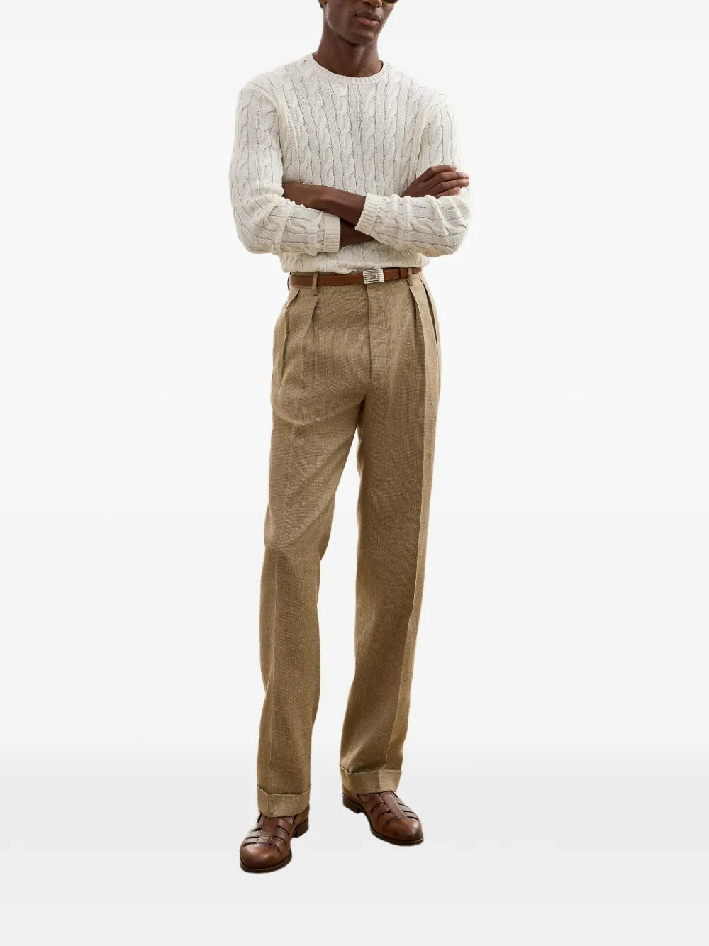 Ralph Lauren Purple Label Geplooide broek Beige